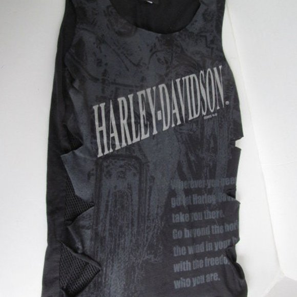 SOLD Distressed Cut Outs Womens sz s Harley Davidson T Shirt Womens small Harley - Picture 3 of 6